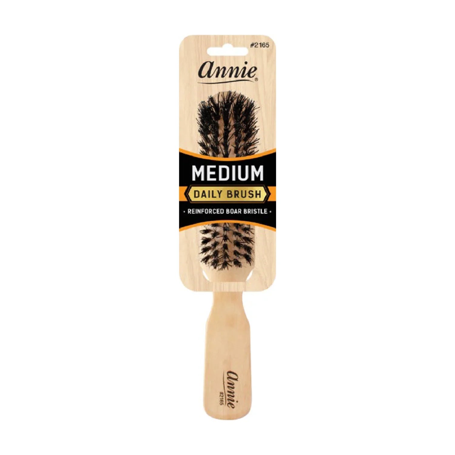 Annie Medium Wooden 5 Row Brush, Boar & Nylon Bristle, Light Brown