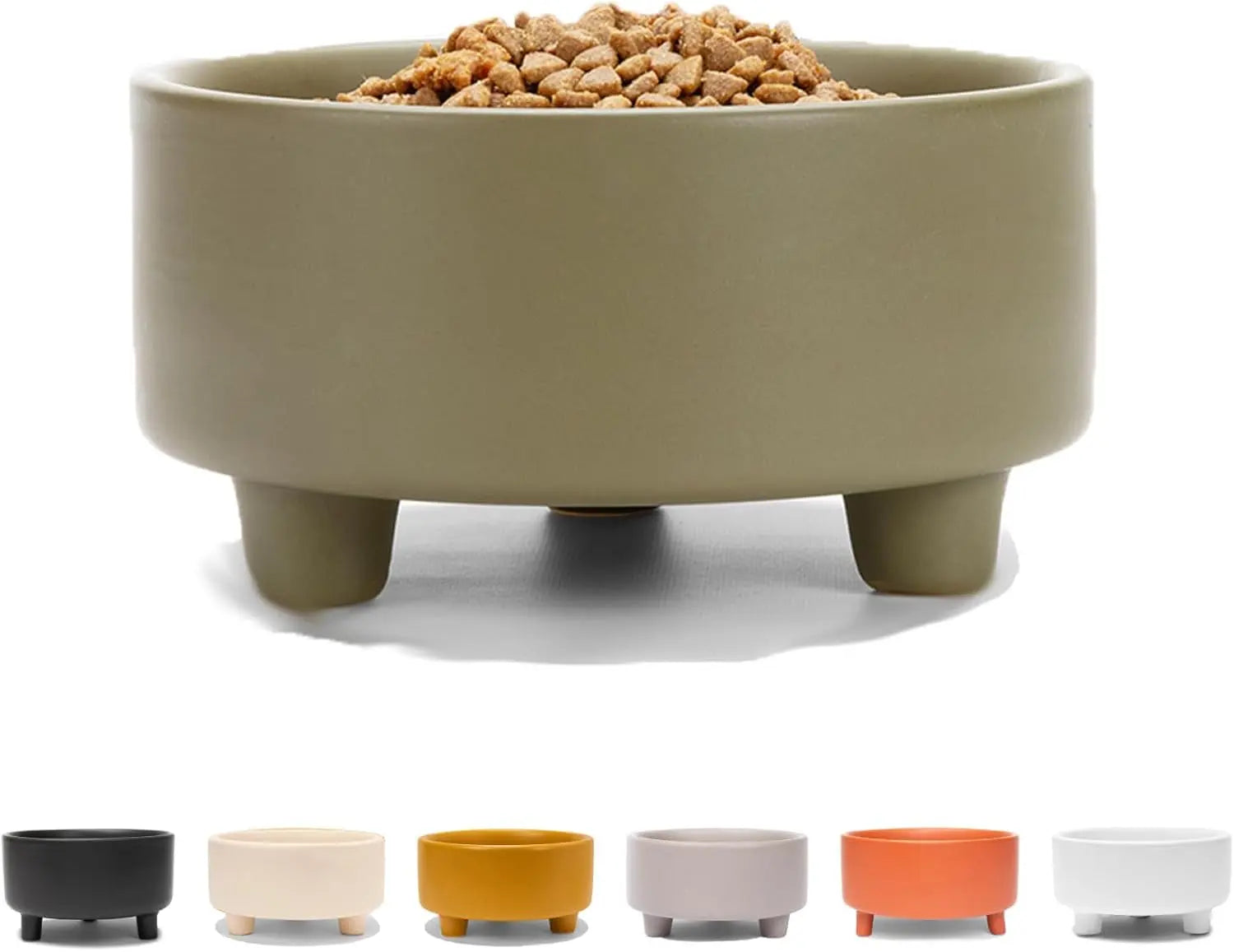 Ceramic Cat & Dog Pet Bowl, Elevated Stoneware Feeder, Dishwasher Safe