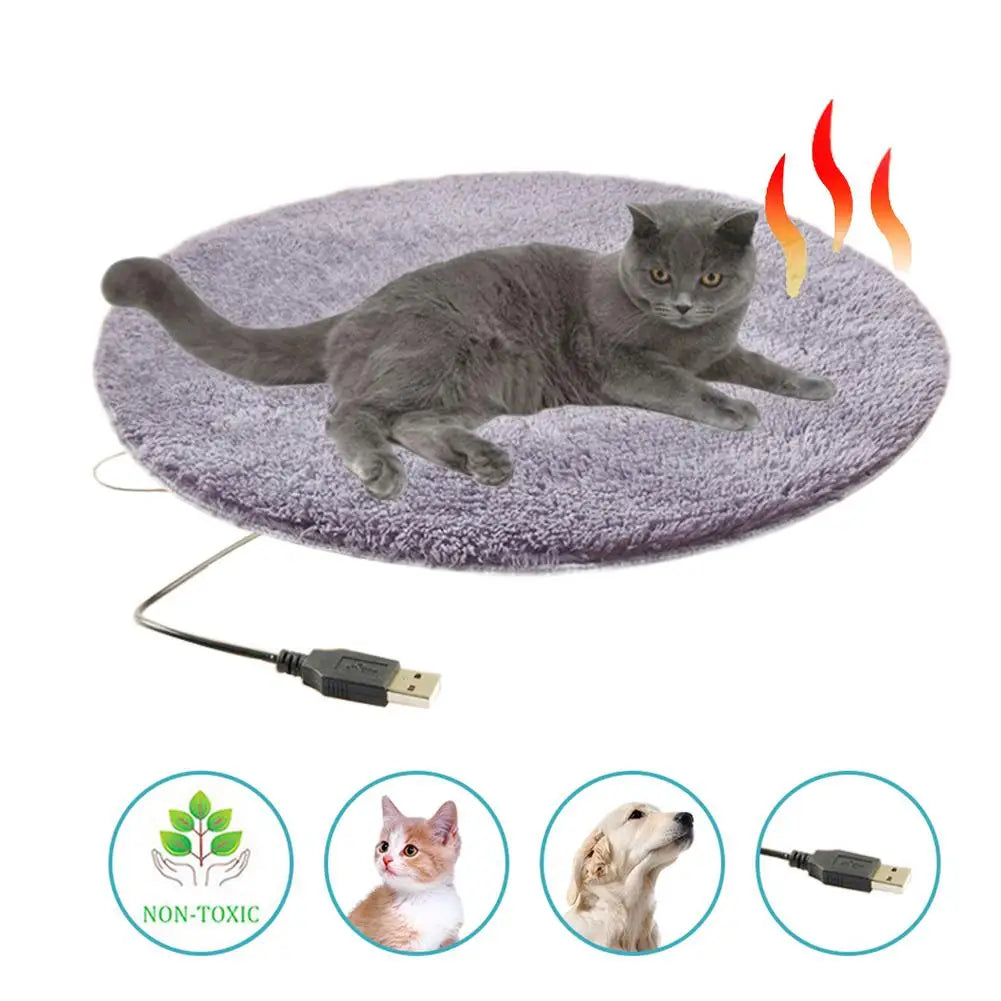 Winter Pet Electric Heating Pad Blanket Dog Cat Bed Plush Mat USB Charging For Travel