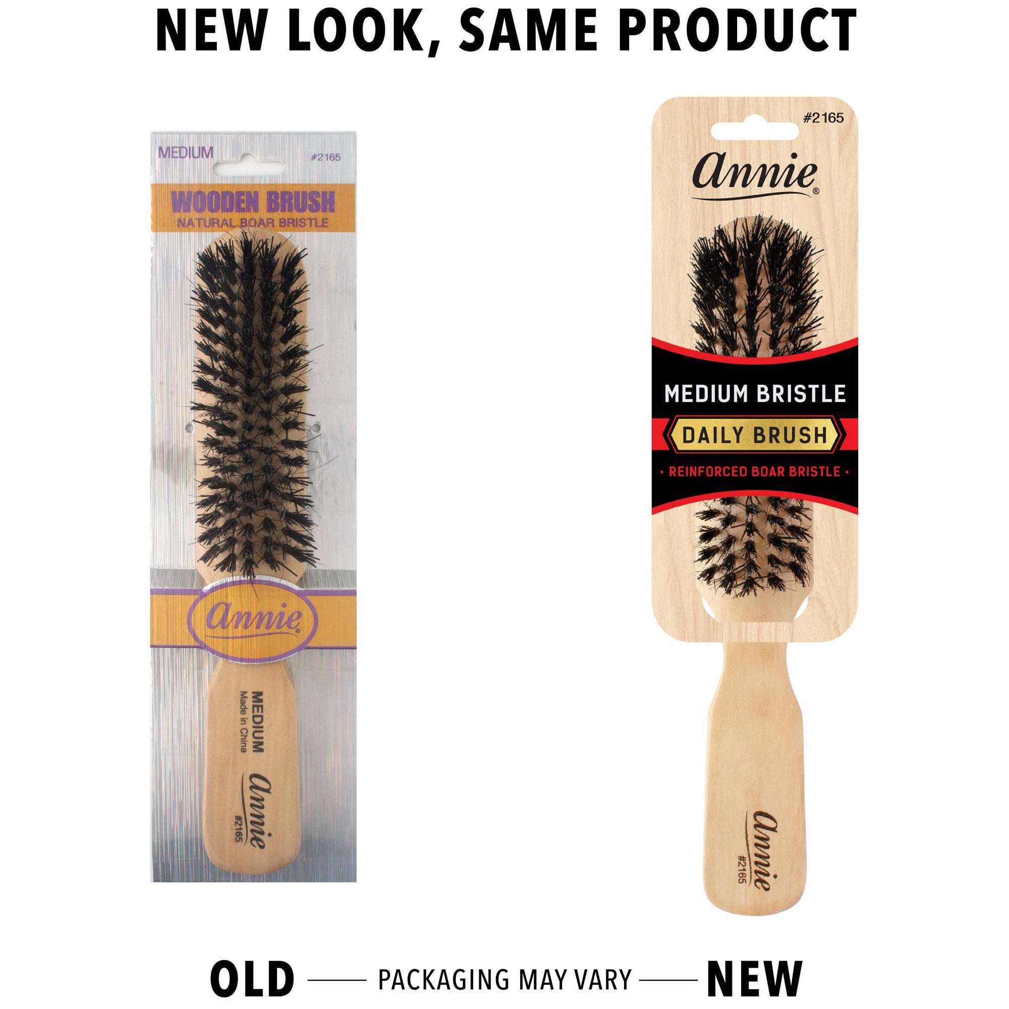 Annie Medium Wooden 5 Row Brush, Boar & Nylon Bristle, Light Brown