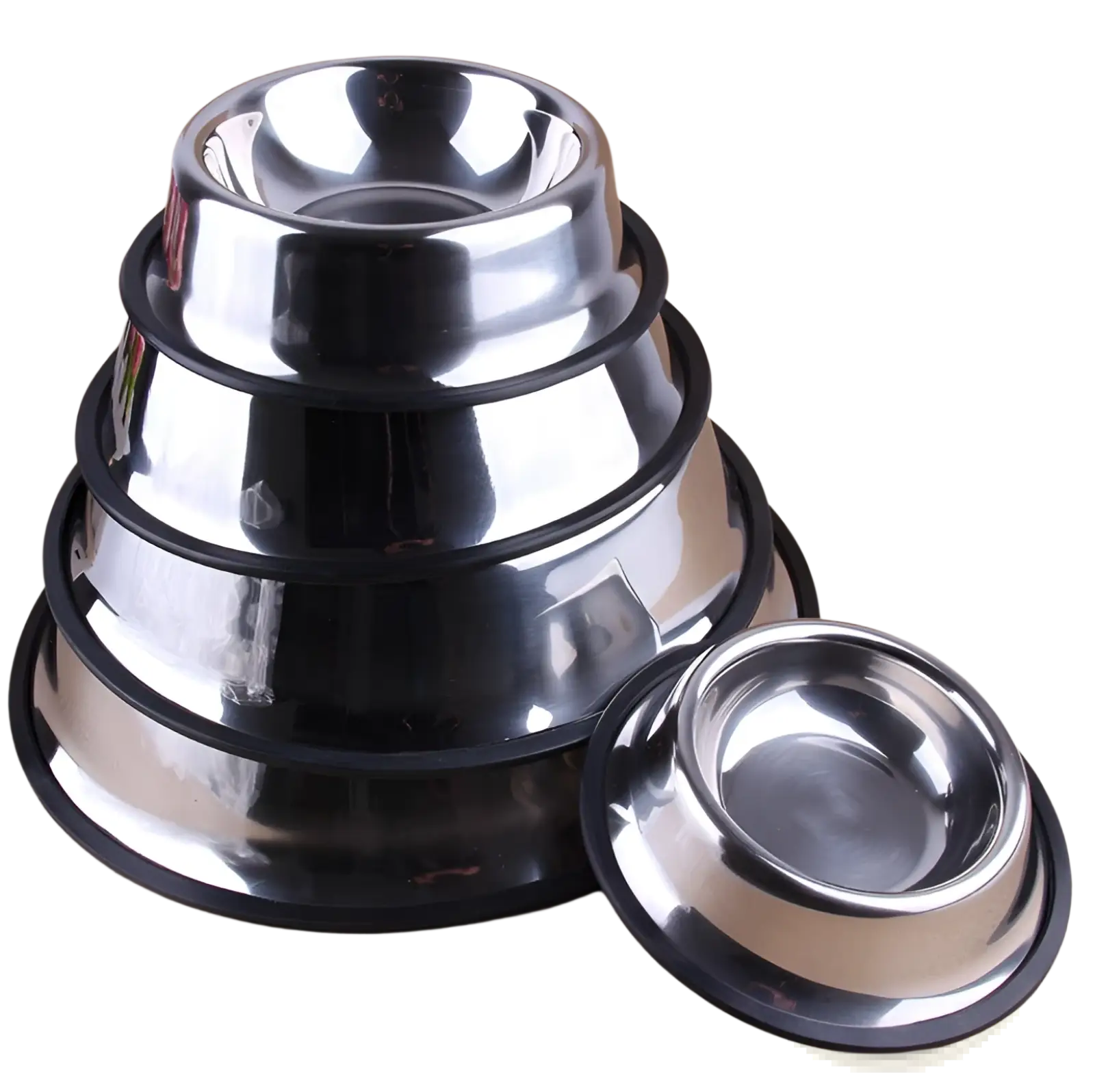 Stainless Steel Pet Bowls with Non Slip Rubber Base